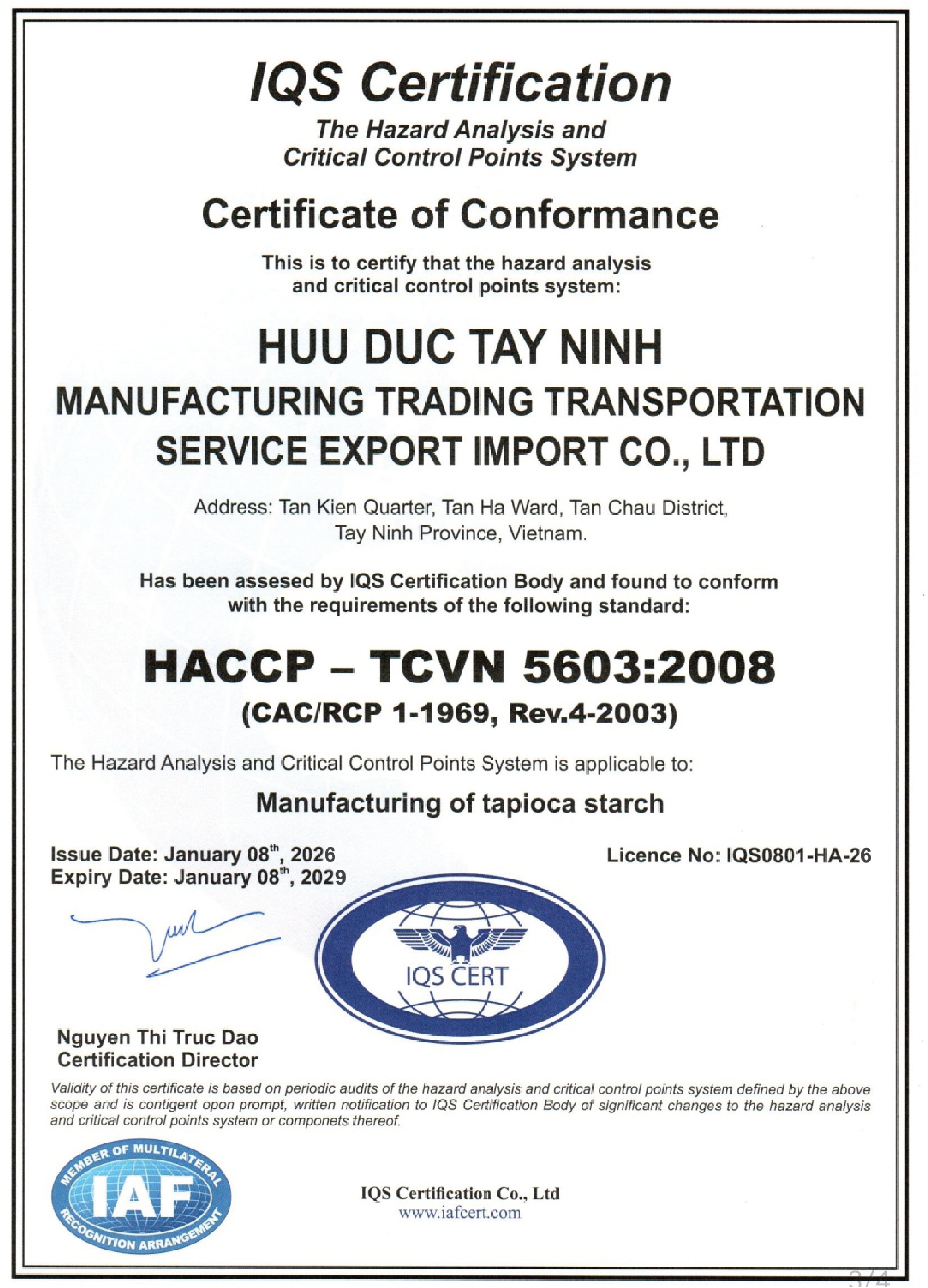 HACCP Certificate